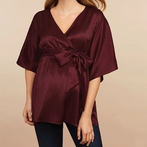 NWT Burgundy faux wrap maternity top